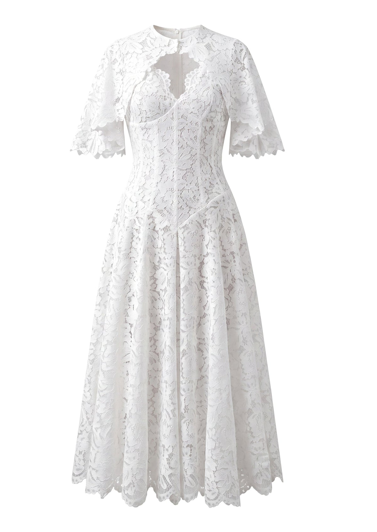 Maimun Lace Shawl Midi Dress In White