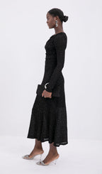 Knit Twist-Front Midi Dress