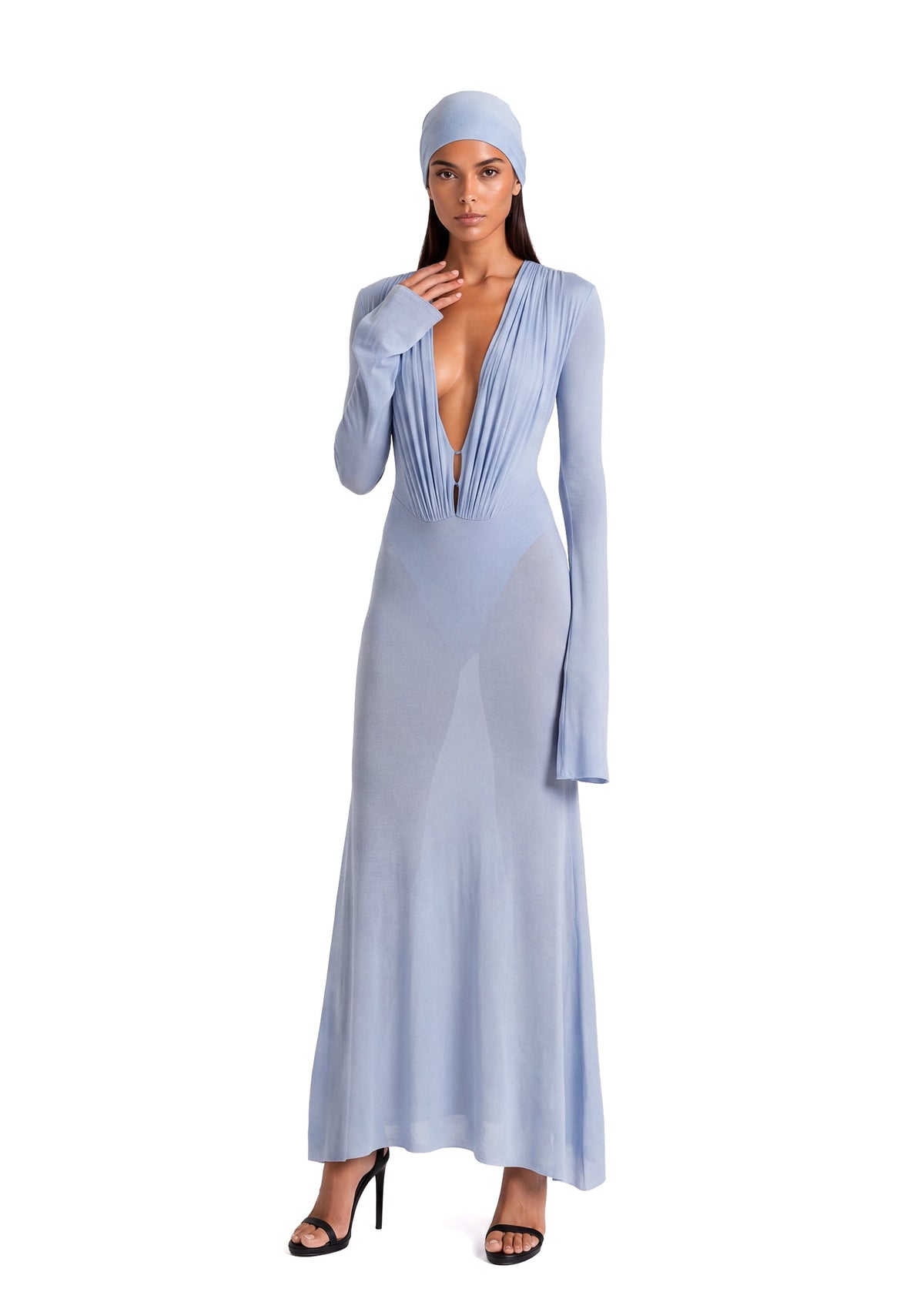 Kazi Long Sleeved Sheer Midi Dress