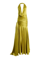 Kabibe Halter Neck Open Back Maxi Dress In Yellow