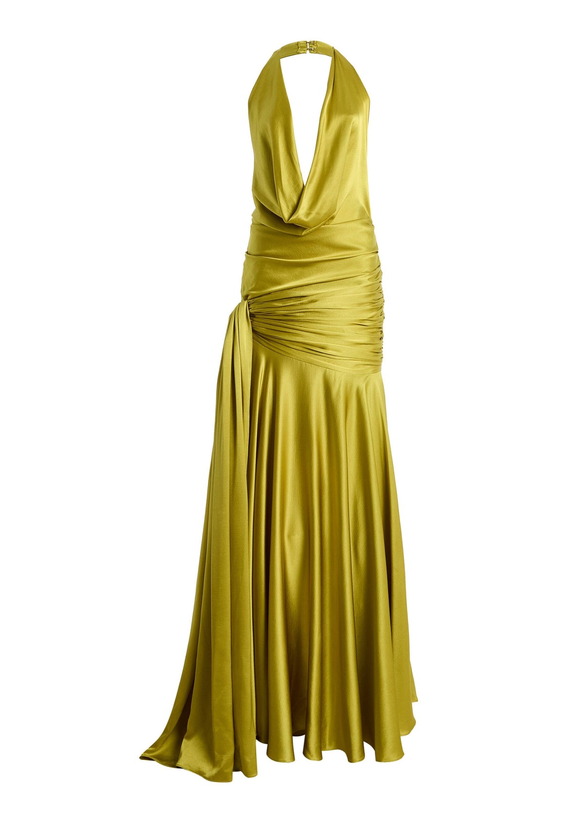 Kabibe Halter Neck Open Back Maxi Dress In Yellow