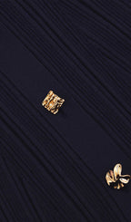 Metallic Button Knit Midi Dress