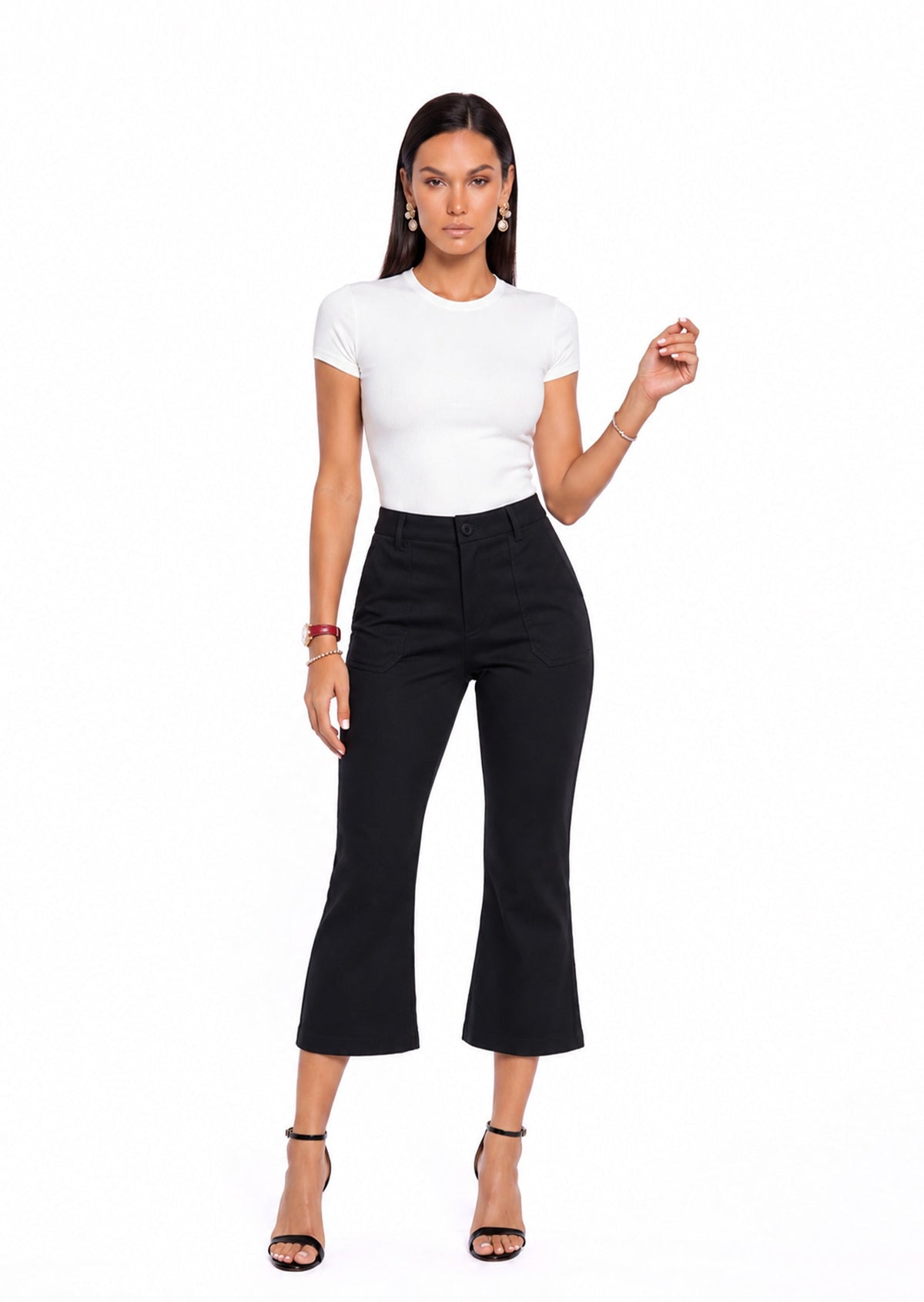 Tadita Casual mid length trousers In Black