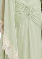 Sabian Lace Bell Sleeve Maxi Dress In Green