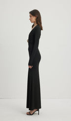 Deep V Neck Maxi Dress Black