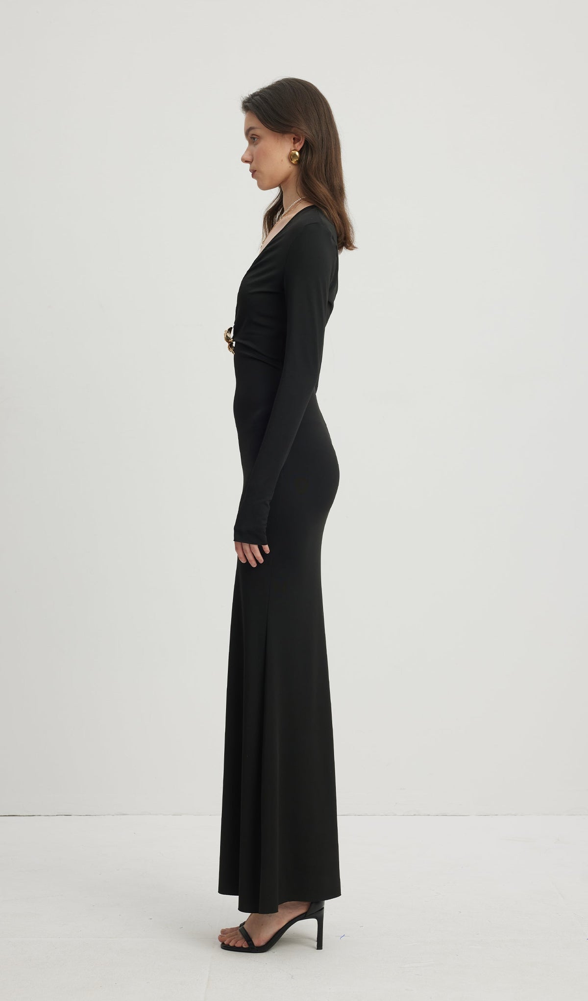 Deep V Neck Maxi Dress Black