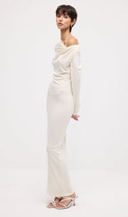 Draped Twist Knit Maxi Dress