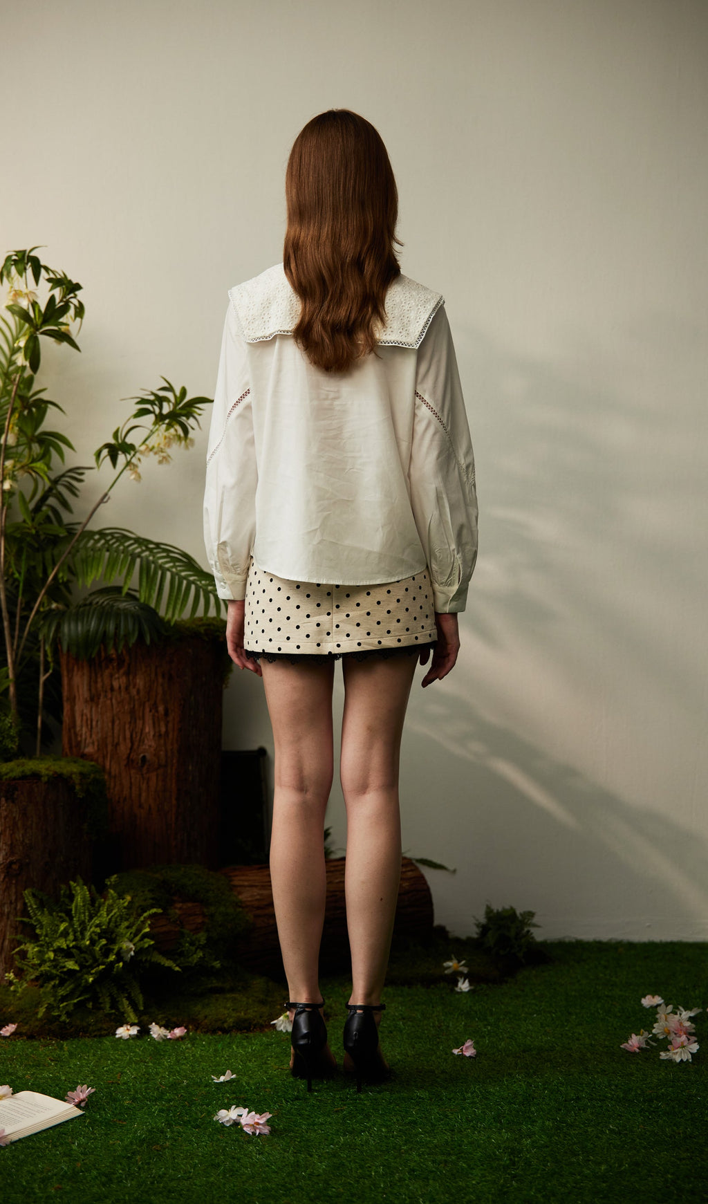 Navy Collar Shirt With Bow