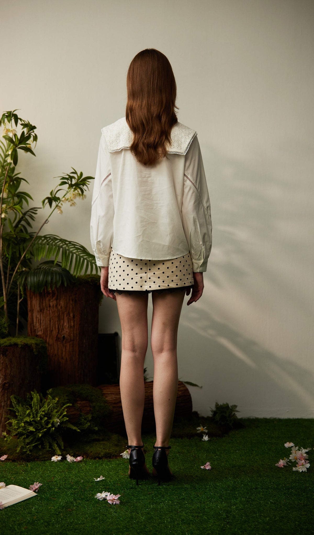 Navy Collar Shirt With Bow
