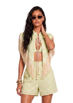 Tacy Tassel Trimmed Shawl & Shorts Set