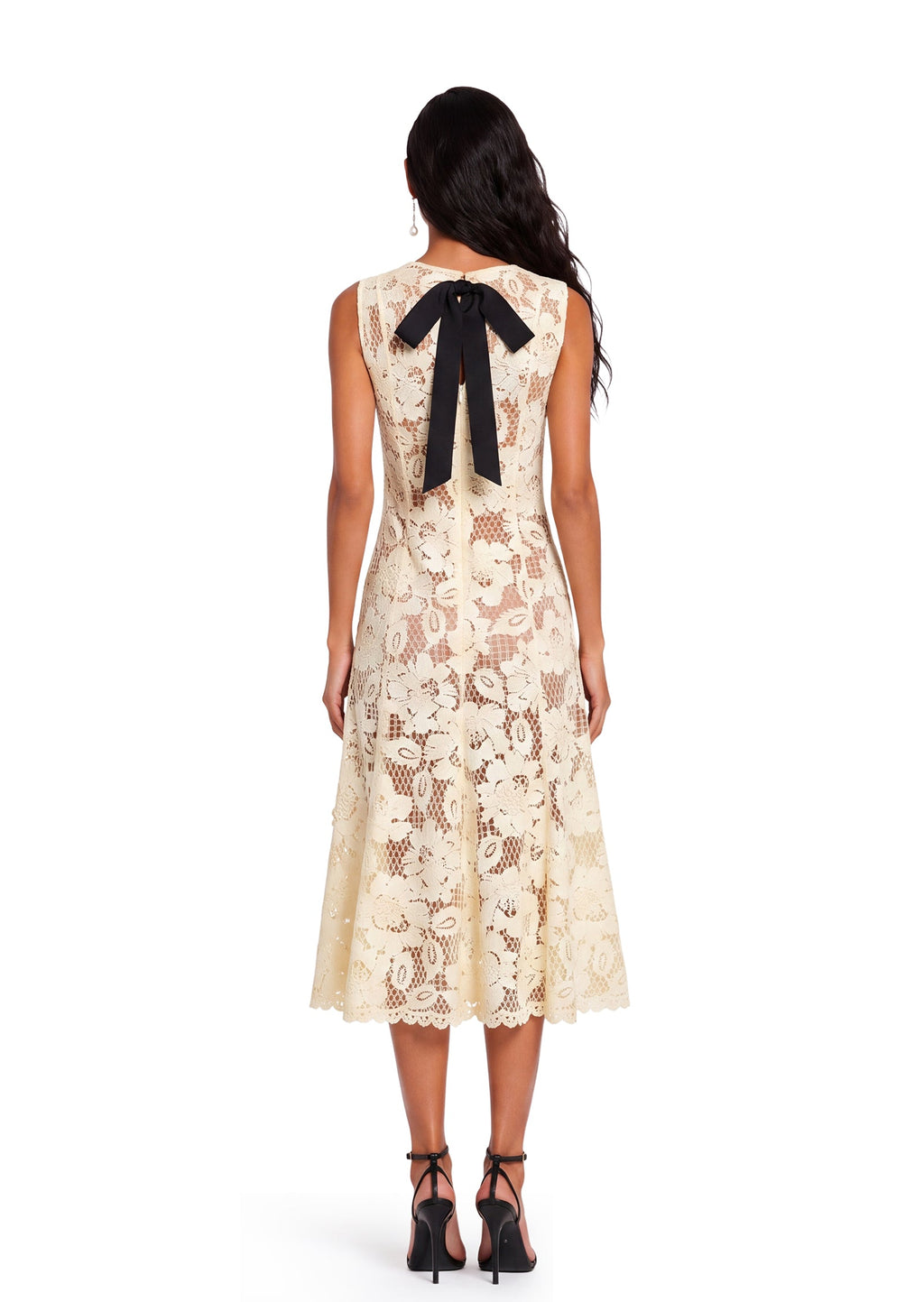 Zalman Round Neck Sleeveless Lace Midi Dress