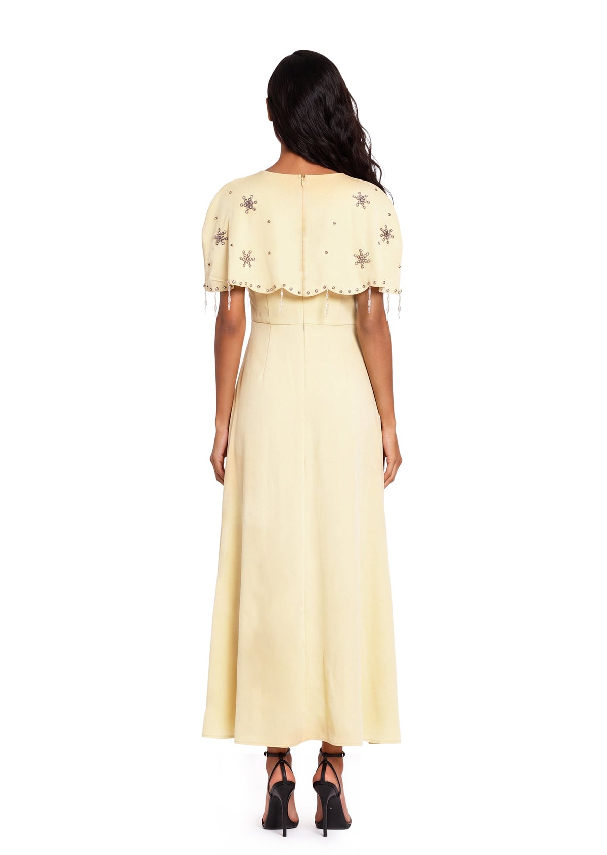 Cape Crêpe Midi Dress In Yellow