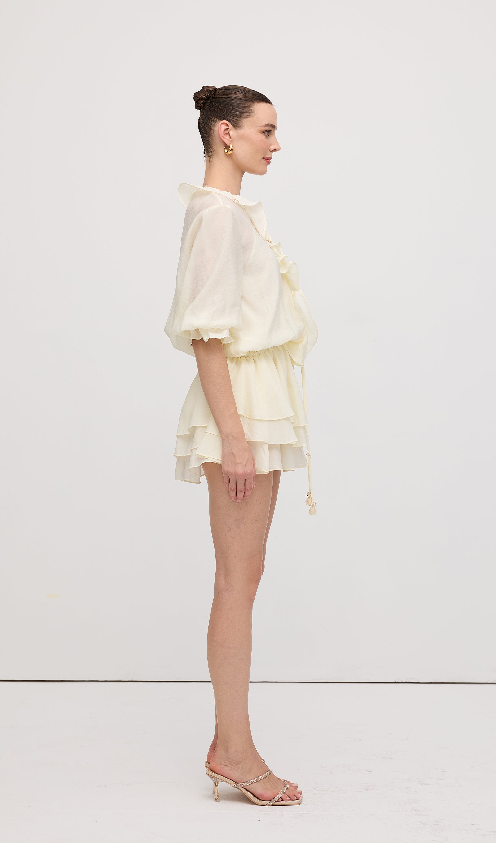 Solid Tiered Ruffles Mini Dress