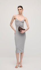 Solid Sleeveless Knit Midi Dress In Haze Blue