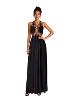 Ewa Halter Neck Metal Ring Island Maxi Dress