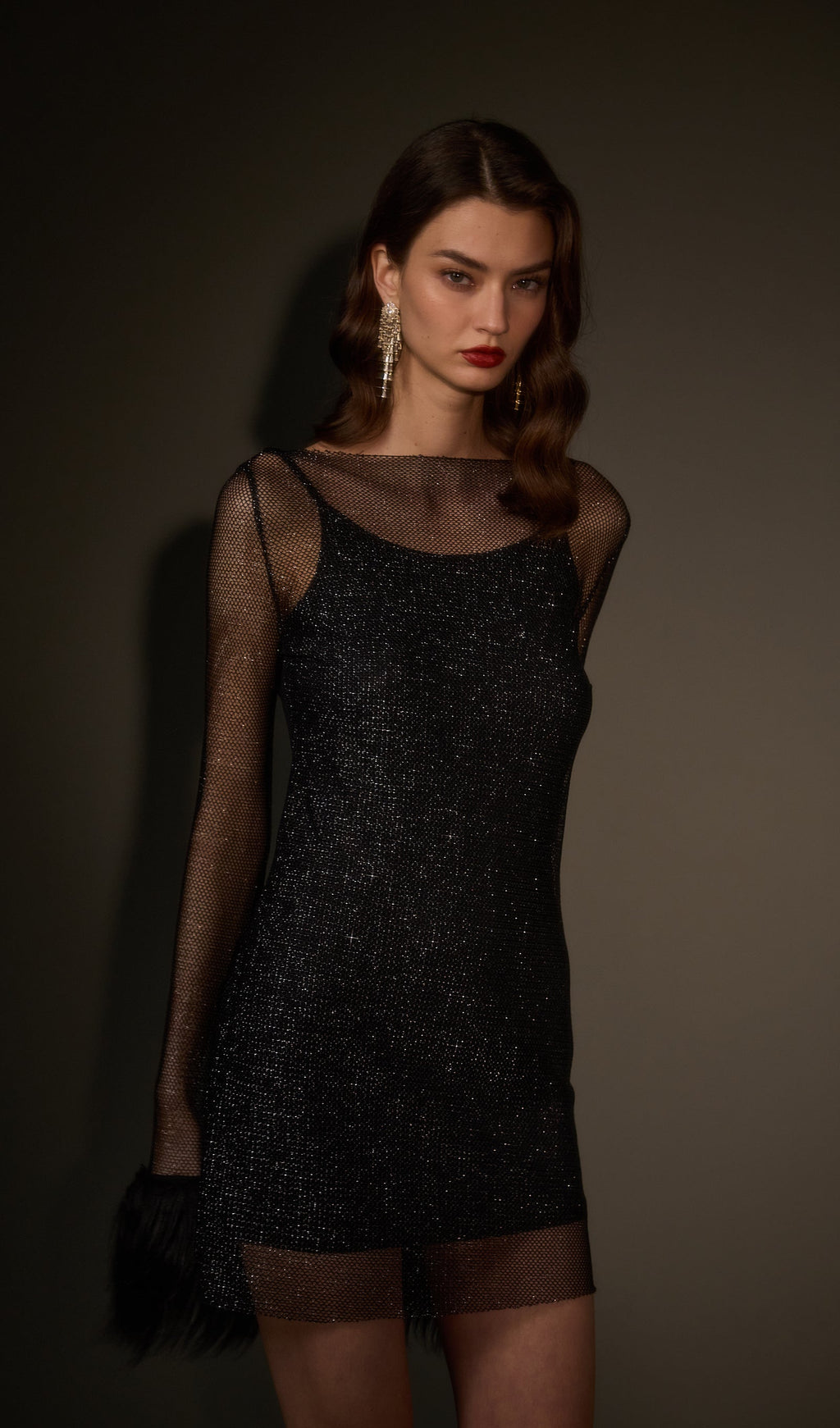 Sheer  Mini Dress in Black