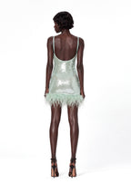 Padmavati Sequined Mini Dress In Mint Green