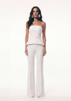 Nadja Peplum Top & Trousers Set In White