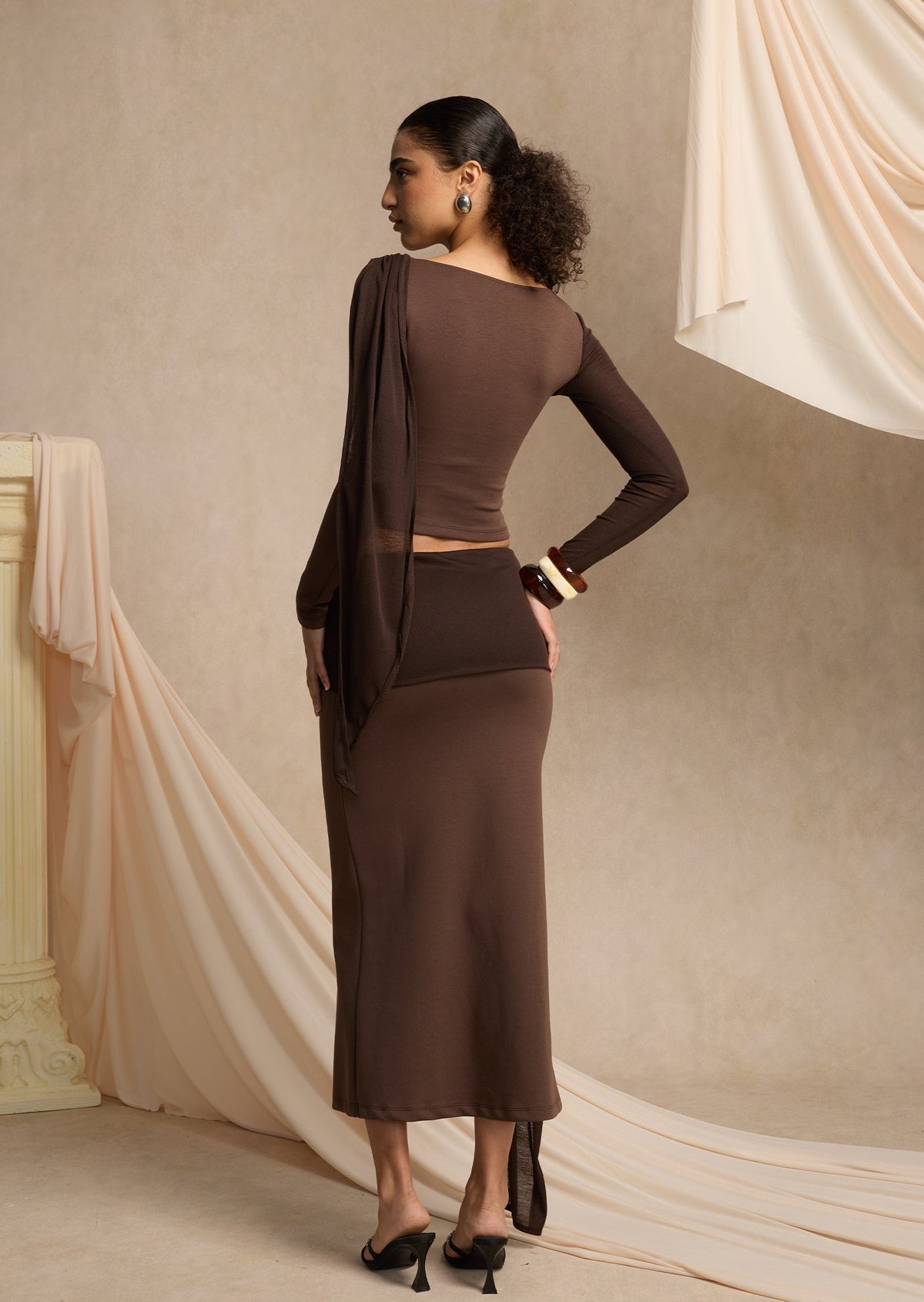 Nelly  Asymmetrical Draping Two Piece Set