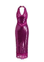 Julieta Sequin Lace Midi Dress In Purple