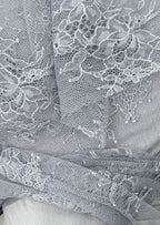 Cait Off Shoulder Ruffled Lace Top In Gray