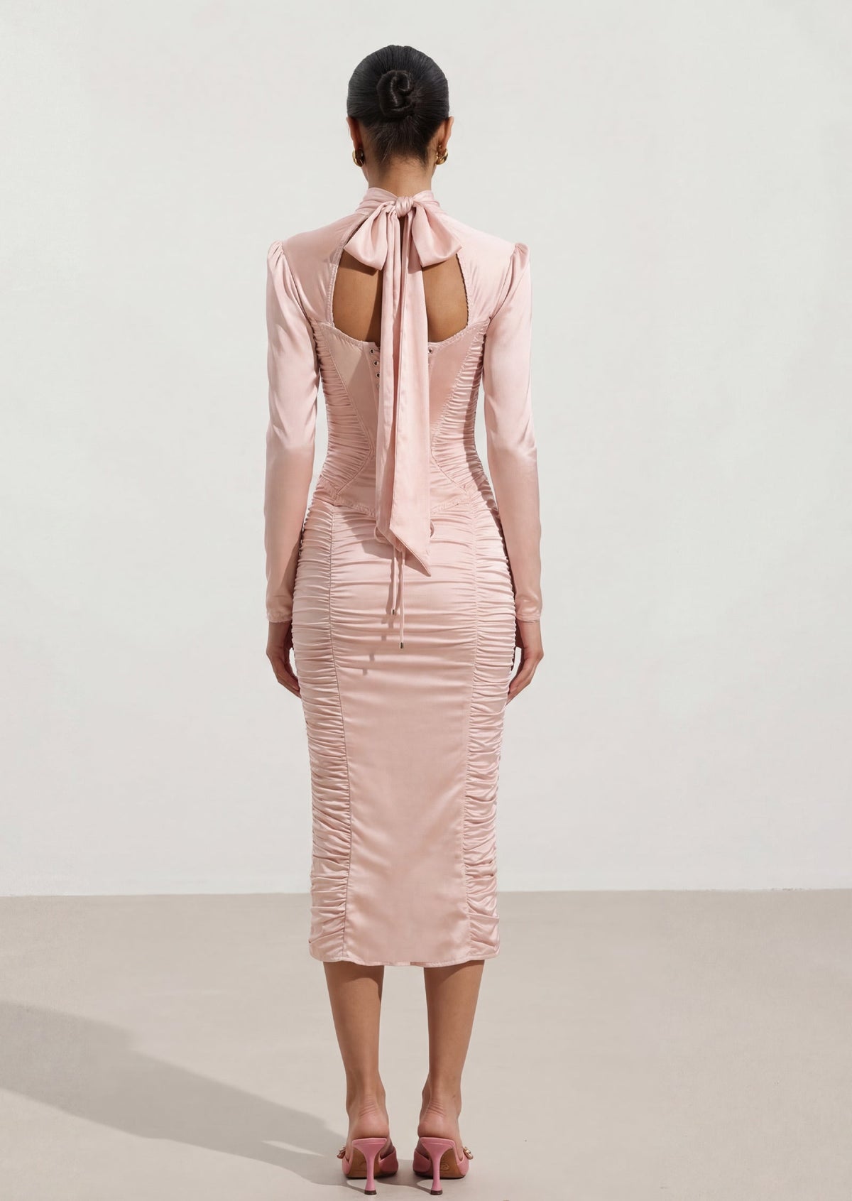 Avital Spandex Corset & Midi Skirt Set In Pink