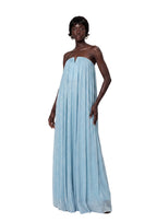 Chasca Strapless Shimmering Maxi Dress In Blue