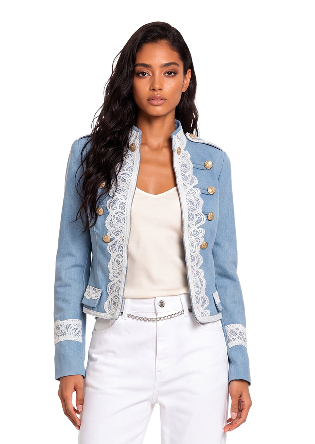 Jaelyn Long Sleeved Lace Cropped Jacket
