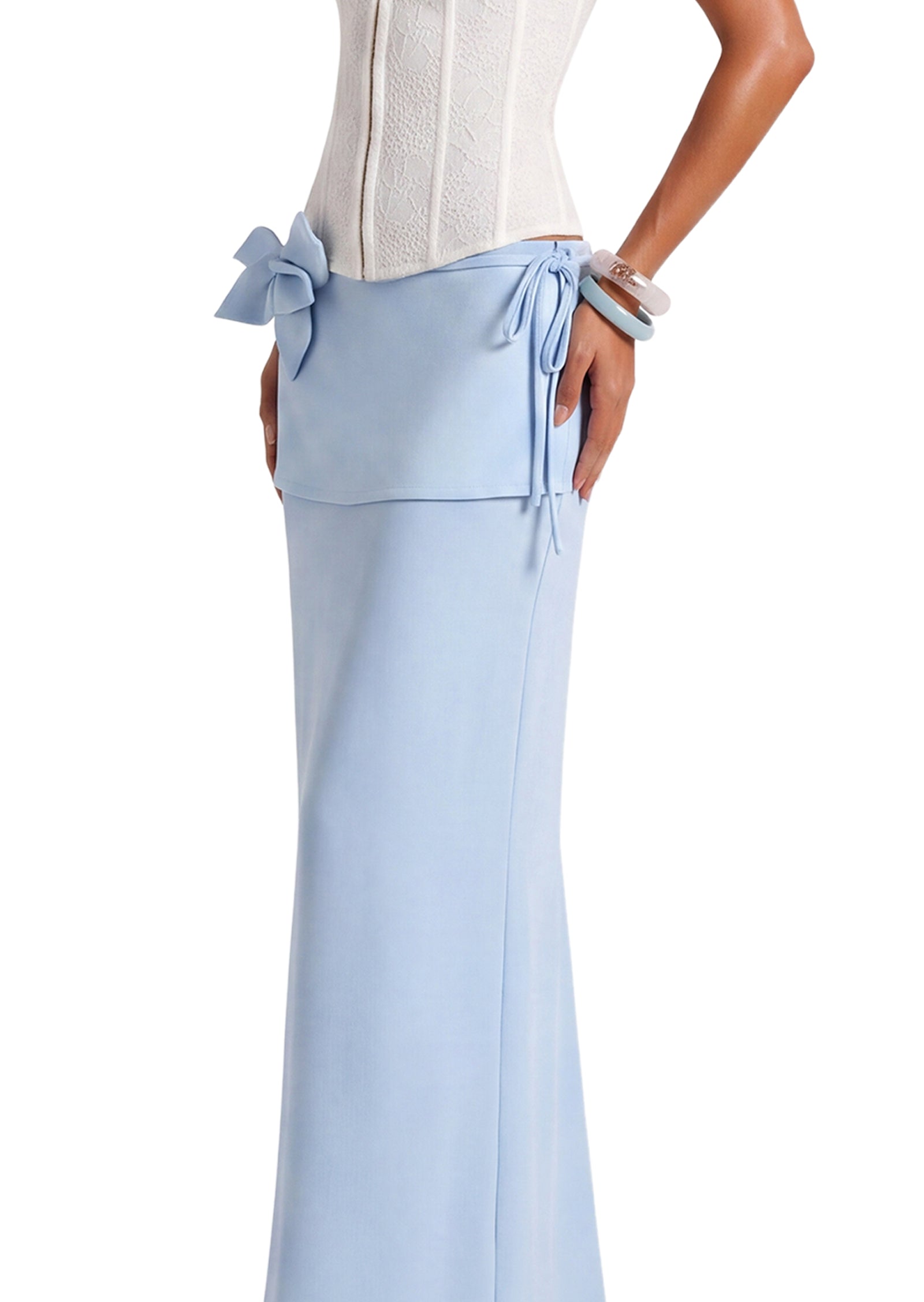 Caitir Fishtail Slit Maxi Skirt In Blue