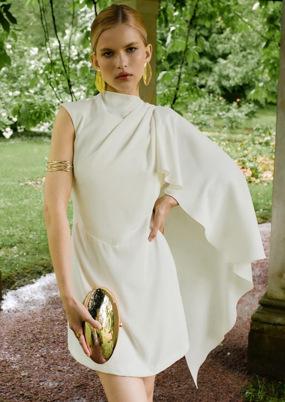 Fitted Mini Dress With Asymmetrical Draping