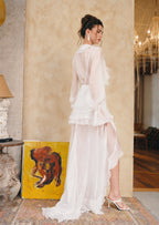 Acantha Plunging Neckline Chiffon Dress In White