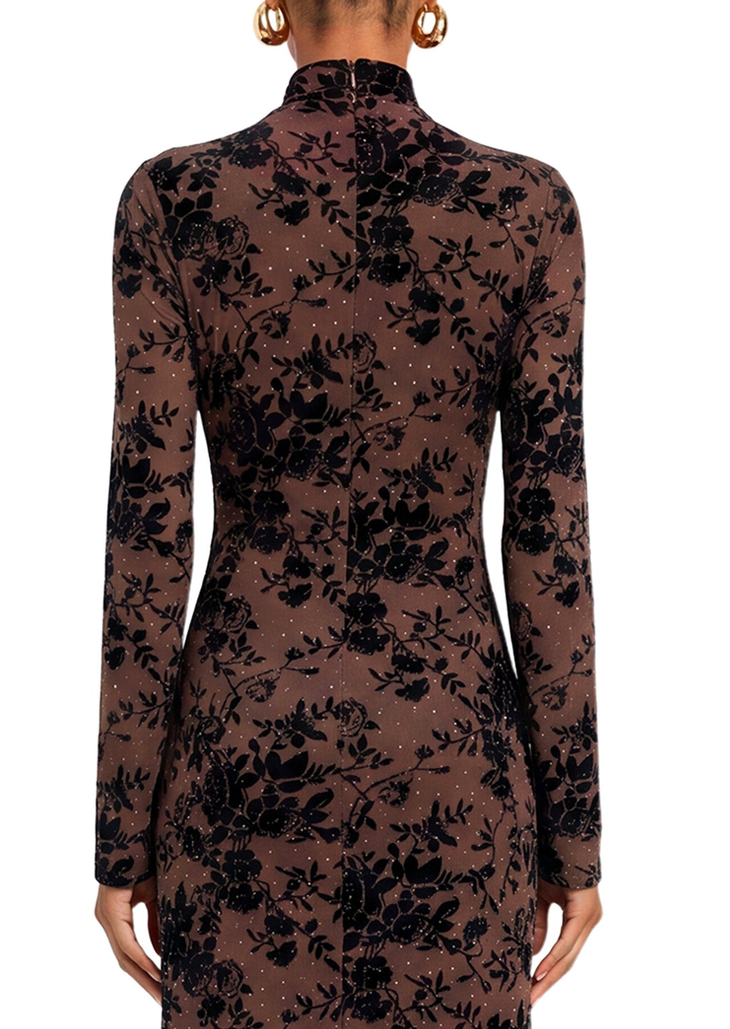 Wafa Velvet Maxi Dress In Brown