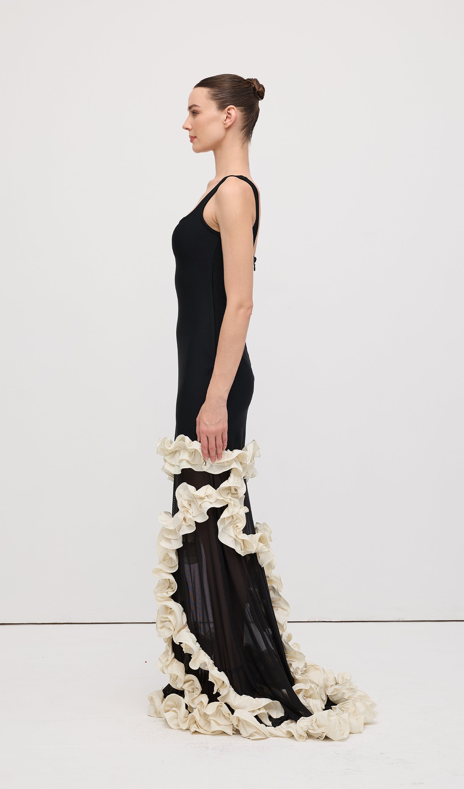 Wisteria Gown Maxi Dress In Black & White