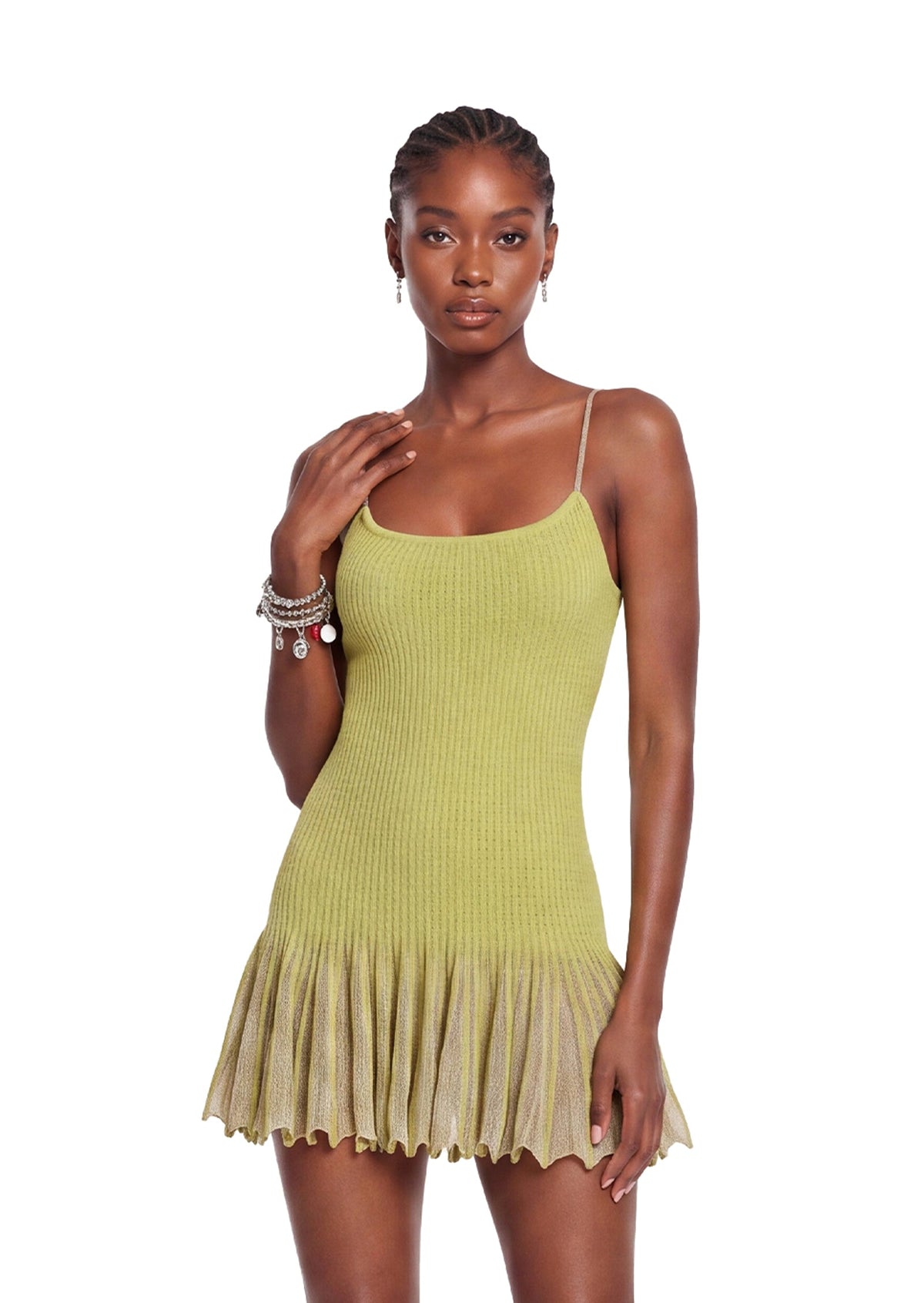 Dewitt Ruffled Hem Knitted Mini Dress