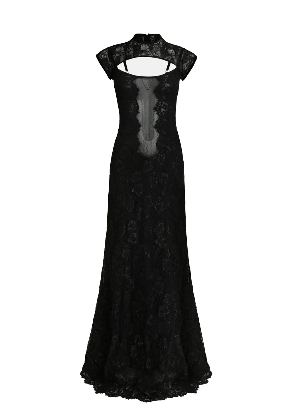 Leehu Lace Sheer Maxi Dress In Black