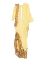 Sabra Sheer Lace Midi Dress In Yellow
