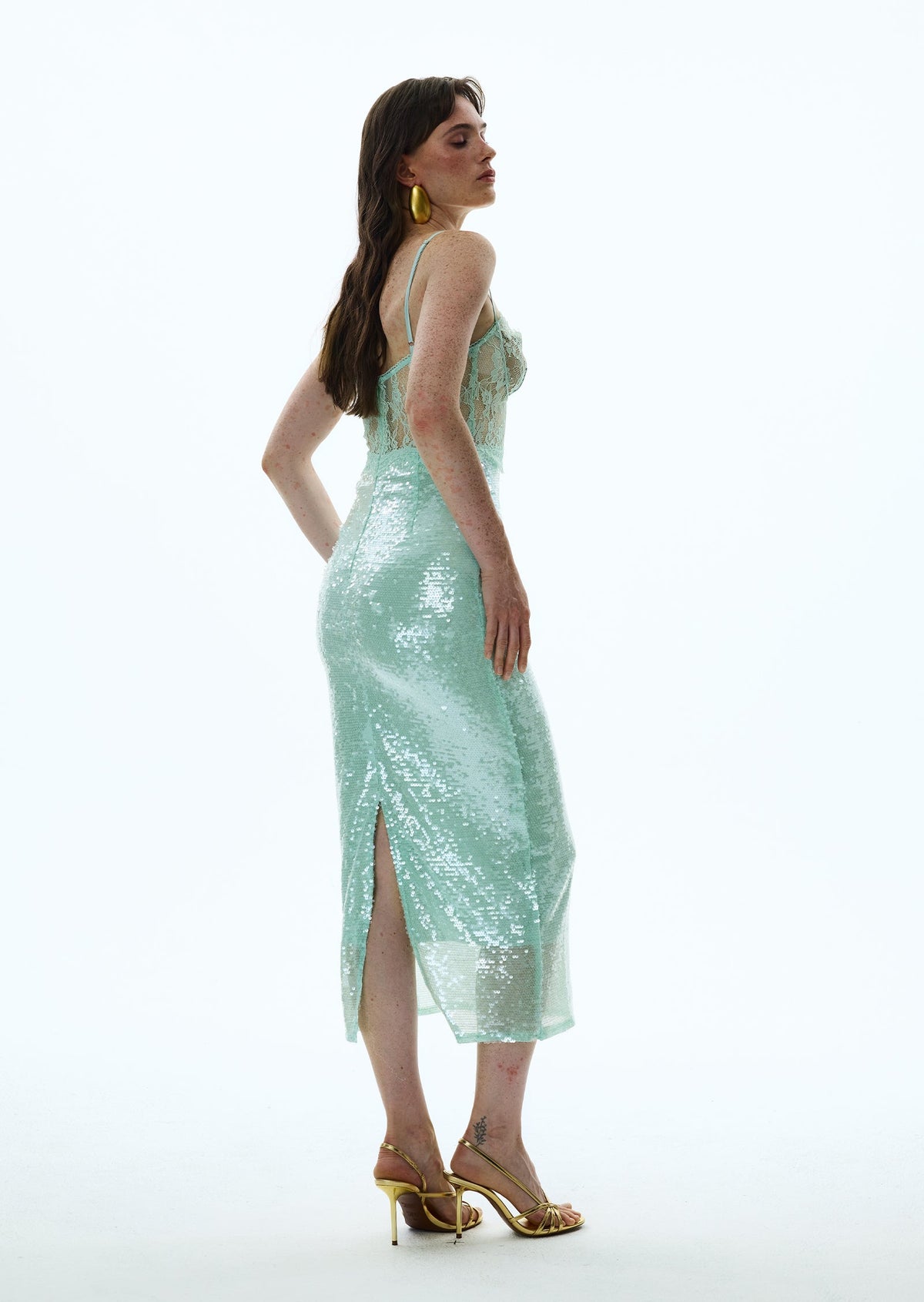 Alixandra Maxi Dress With Sheer Lace Bustier