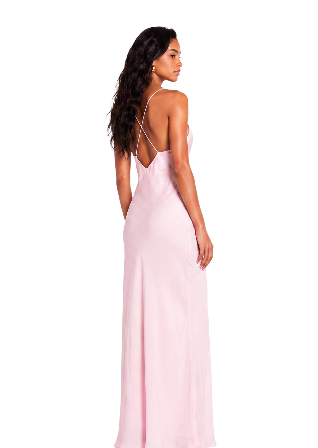 Sadia Lace Satin Maxi Dress In Pink