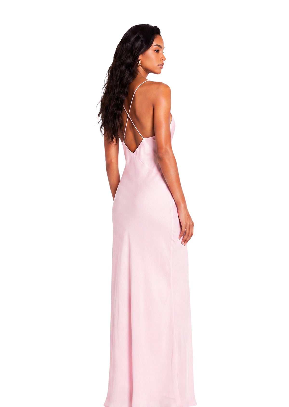 Sadia Lace Satin Maxi Dress In Pink
