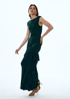 Leontine Knit Bandage Maxi Dress In Green