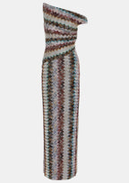 Locava Asymmetrical Neckline Draped Maxi Dress