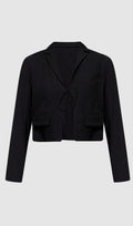 Tie Front Cropped Blazer & Wide Leg Pants Sets