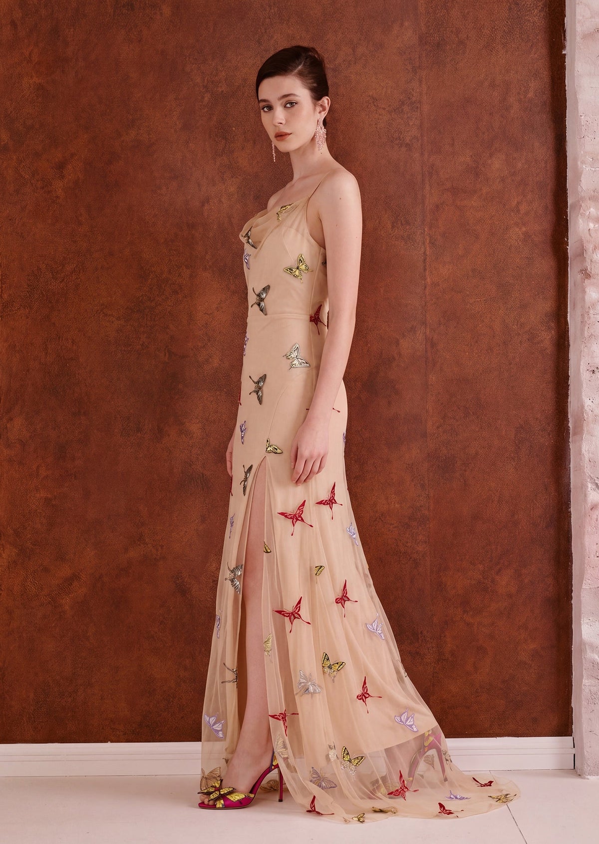 Vakana Tulle Dress With Butterfly Embroidery