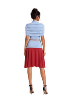 Mamie High Neck Top & Color Blocked Skirt Set