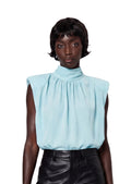 Mihewi Pleated Turtleneck Sleeveless Shirt