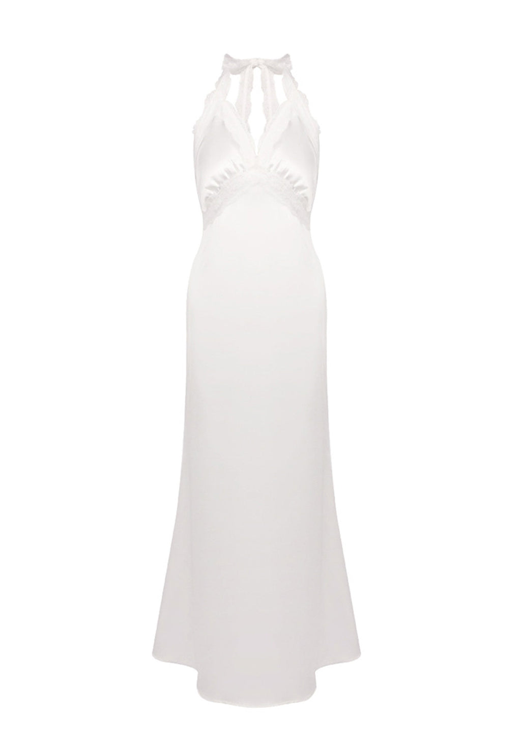 Ebbe Halter Neck Lace  Satin Maxi Dress