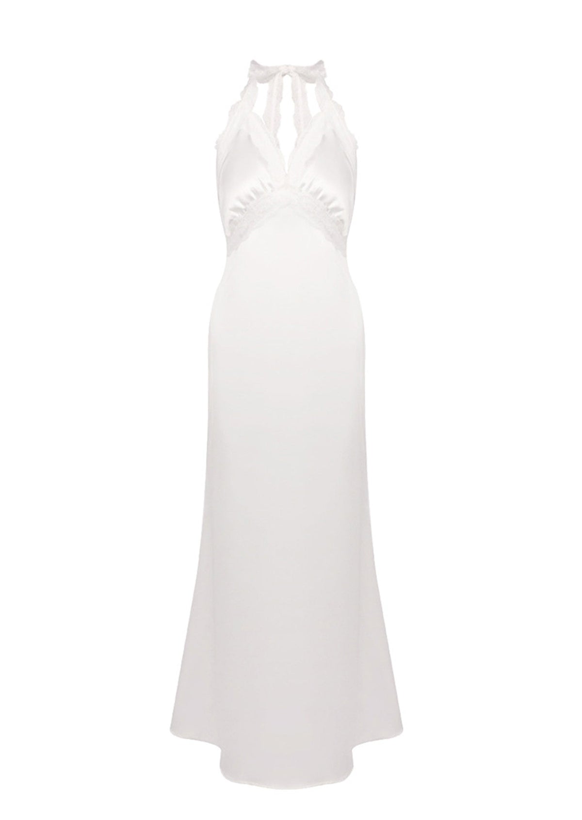 Ebbe Halter Neck Lace  Satin Maxi Dress