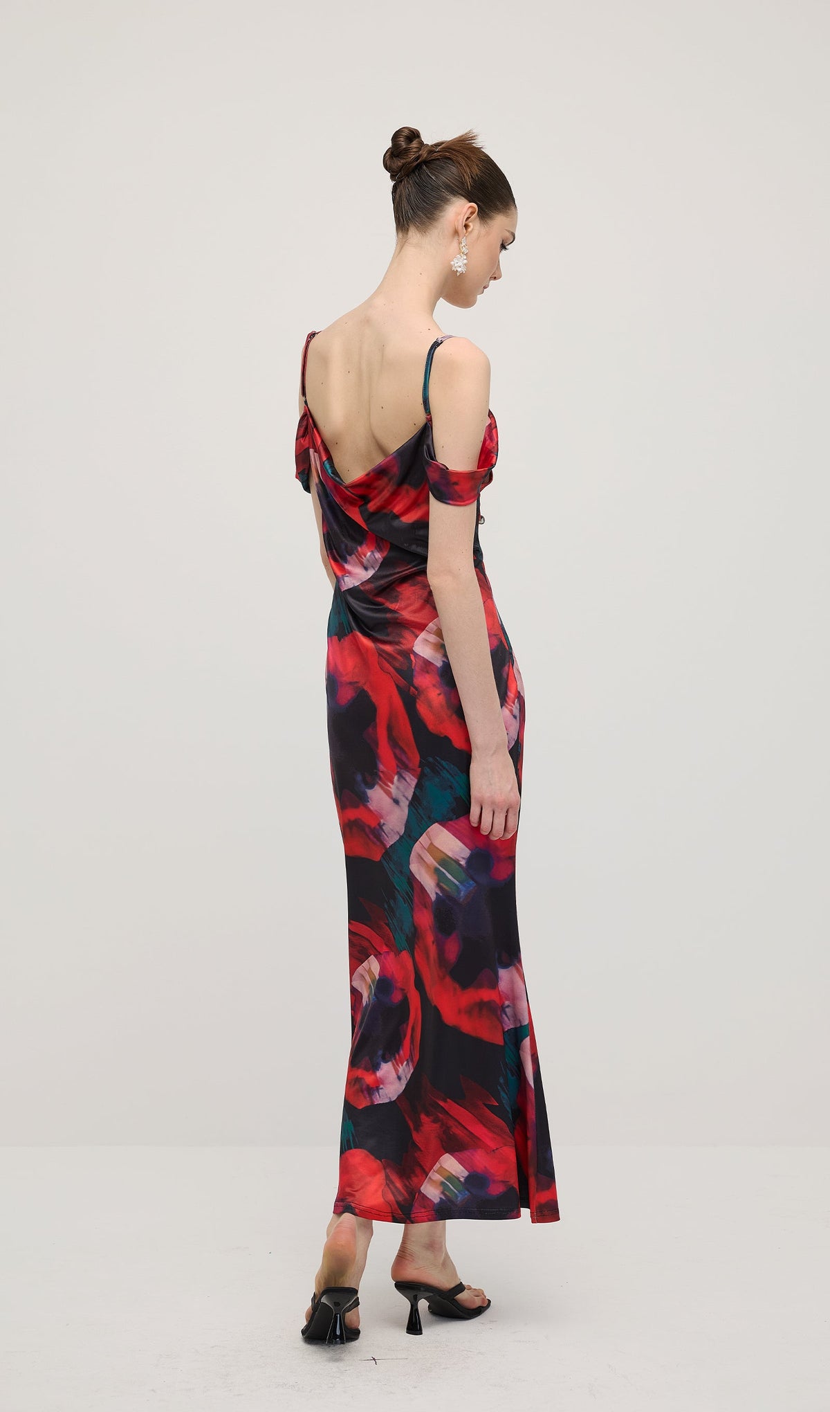 Abstract Floral Print Slip Maxi Dress