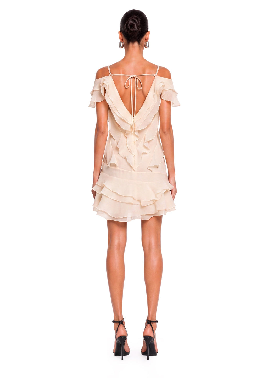 Layered Ruffled Mini Dress In Apricot