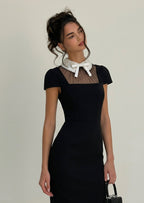 Hanh Crepe Midi Dress In Black